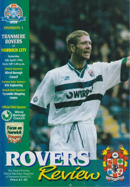 Tranmere Rovers v Norwich City Match Programme 1996-04-06